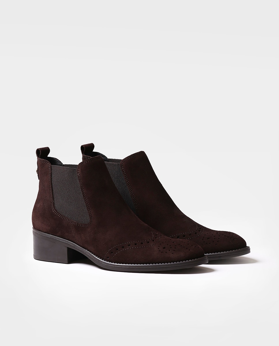 Botines de mujer de serraje con elásticos - Toni Pons - Marrón Marrón-2