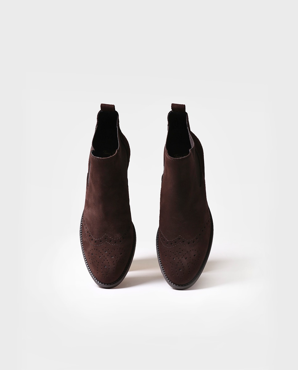 Botines de mujer de serraje con elásticos - Toni Pons - Marrón Marrón-3