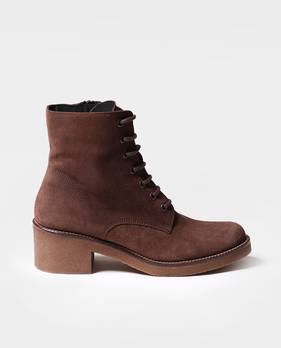 Toni Pons - Botines de mujer de serraje con cordones y cremallera.