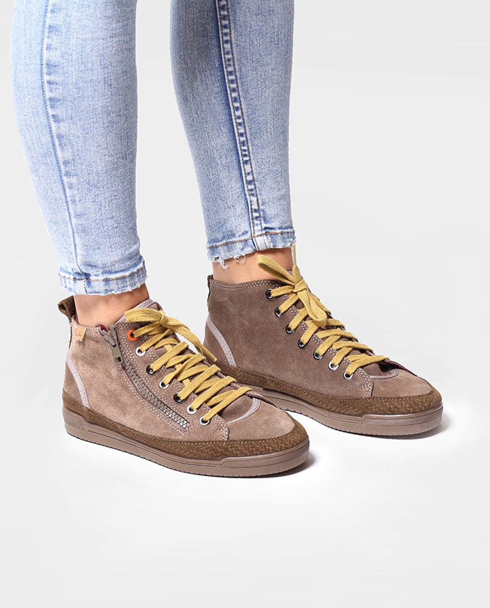 Zapatillas de serraje de mujer con cordones - Toni Pons - Marrón Marrón-2