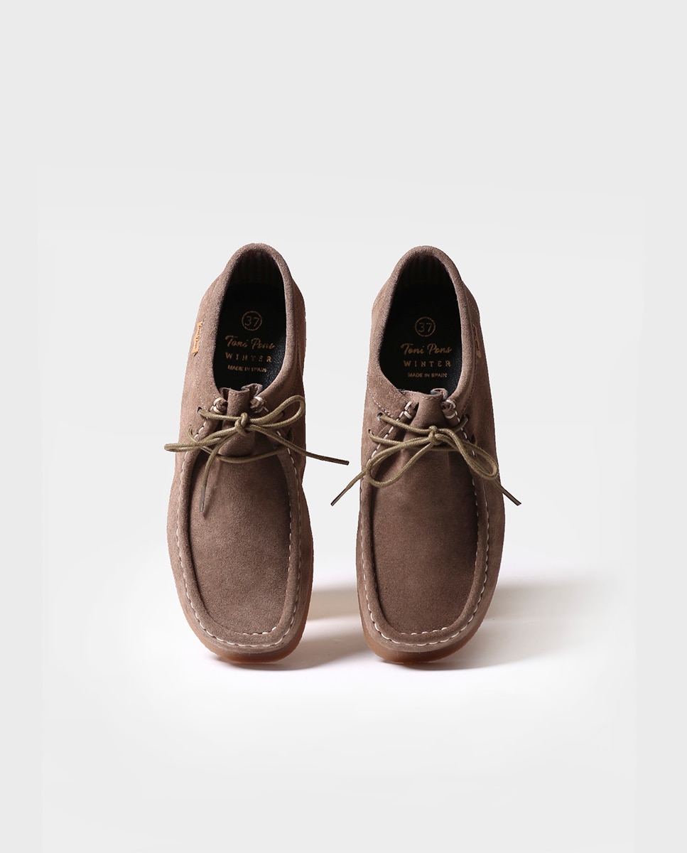 Zapatos planos de mujer de serraje con cordones - Toni Pons - Marrón Marrón-3