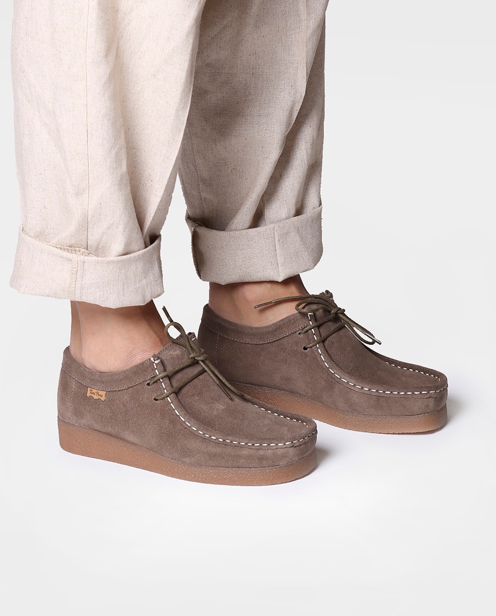Zapatos planos de mujer de serraje con cordones - Toni Pons - Marrón Marrón-4