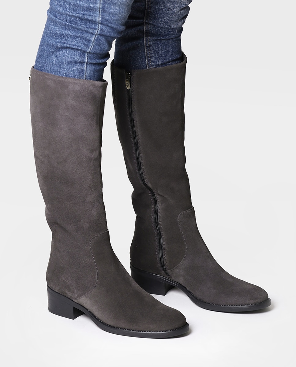 Botas de mujer de serraje con cremallera - Toni Pons - Gris Gris-4