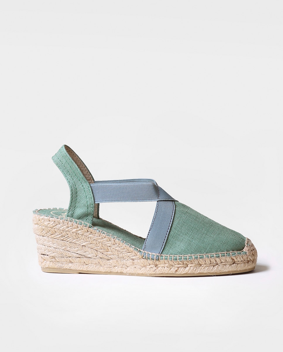 Alpargatas de cuña de mujer de tejido con elásticos - Toni Pons - Verde Verde-1