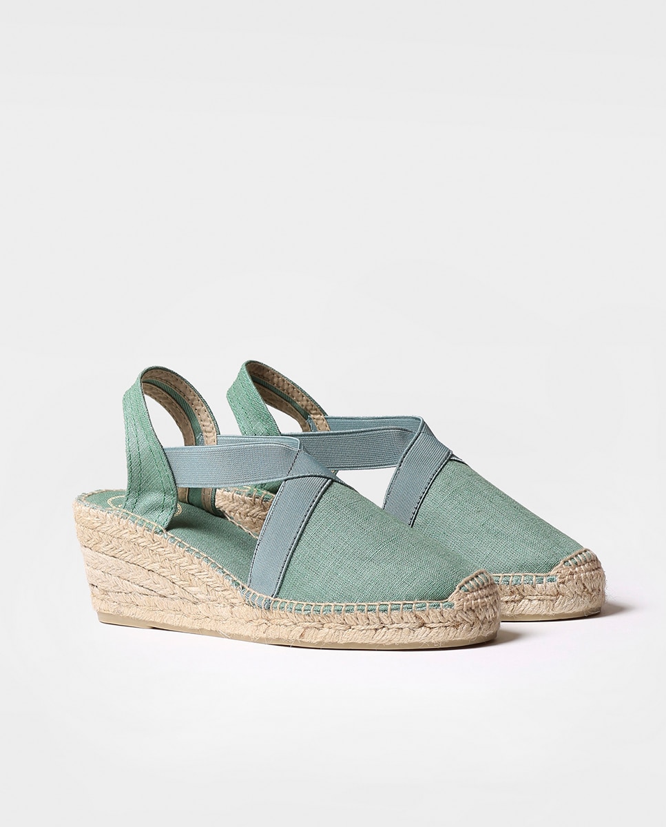 Alpargatas de cuña de mujer de tejido con elásticos - Toni Pons - Verde Verde-4