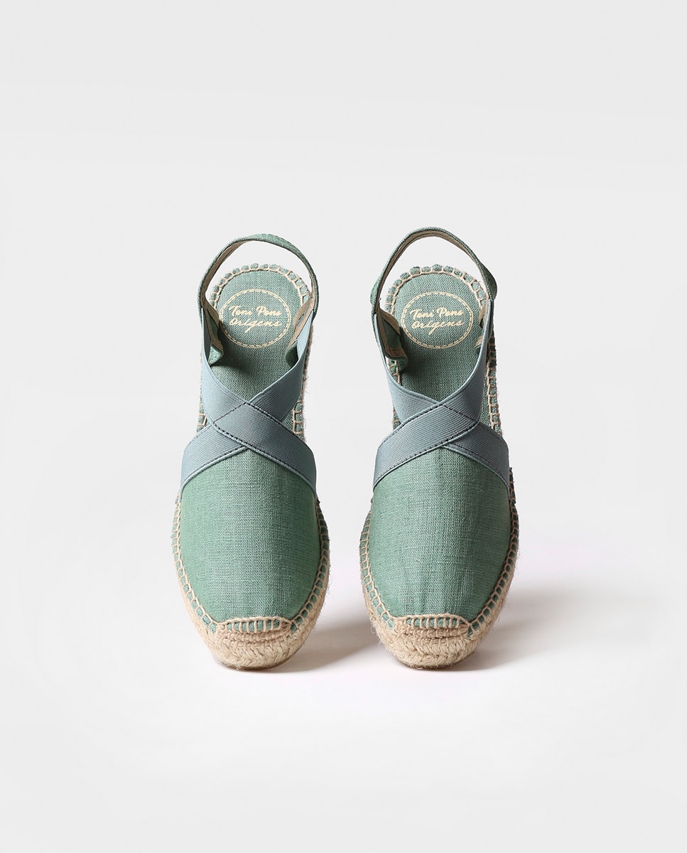 Alpargatas de cuña de mujer de tejido con elásticos - Toni Pons - Verde Verde-3