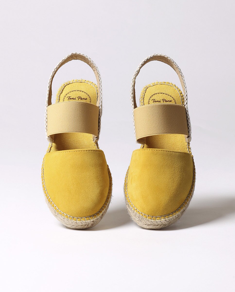Alpargatas de cuña de mujer de ante con elástico - Toni Pons - Amarillo Amarillo-3