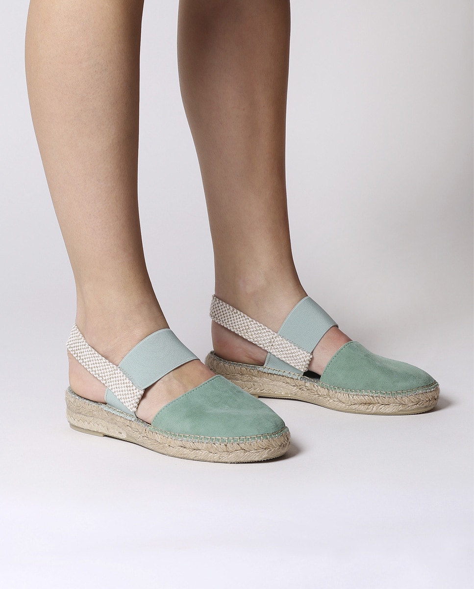 Alpargatas de cuña de mujer de ante con elástico - Toni Pons - Verde Verde-4