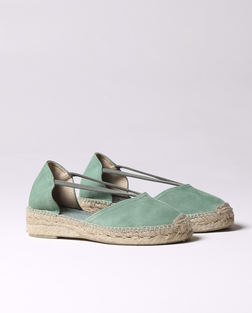 Alpargatas de cuña de mujer de ante con elásticos - Toni Pons - Verde Verde-2