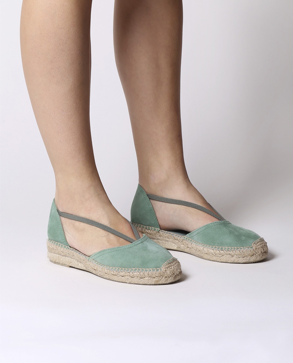 Alpargatas de cuña de mujer de ante con elásticos - Toni Pons - Verde Verde-4