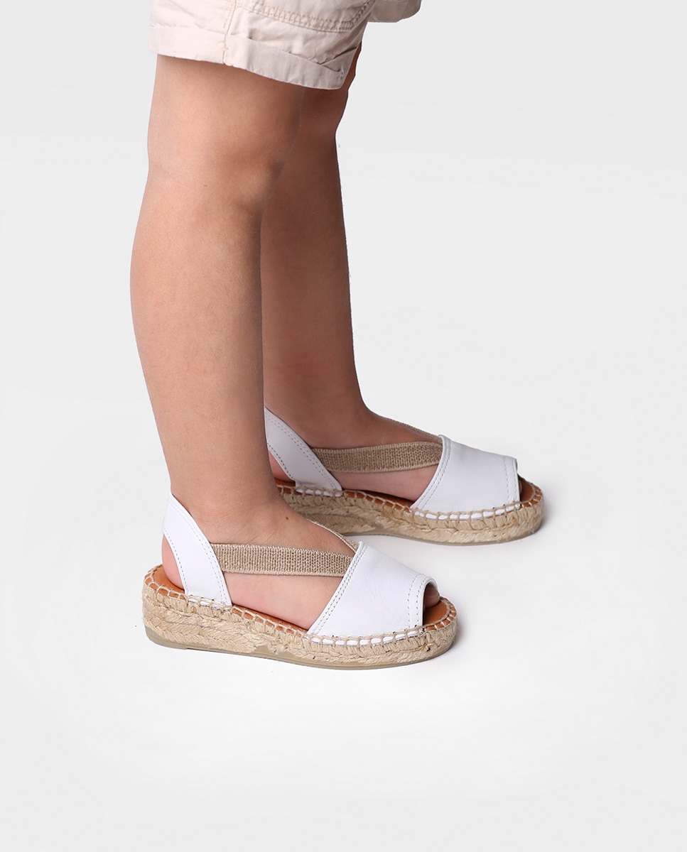 Alpargatas de niños en piel de tonos lisos y elásticos - Toni Pons - Blanco Blanco-4