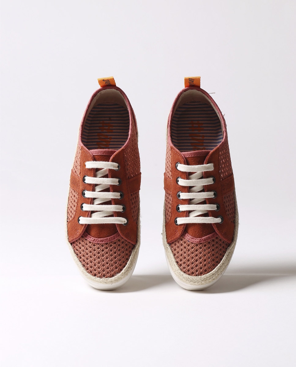 Zapatillas de lona de mujer con tejido de rejilla con cordones - Toni Pons - Naranja Naranja-3