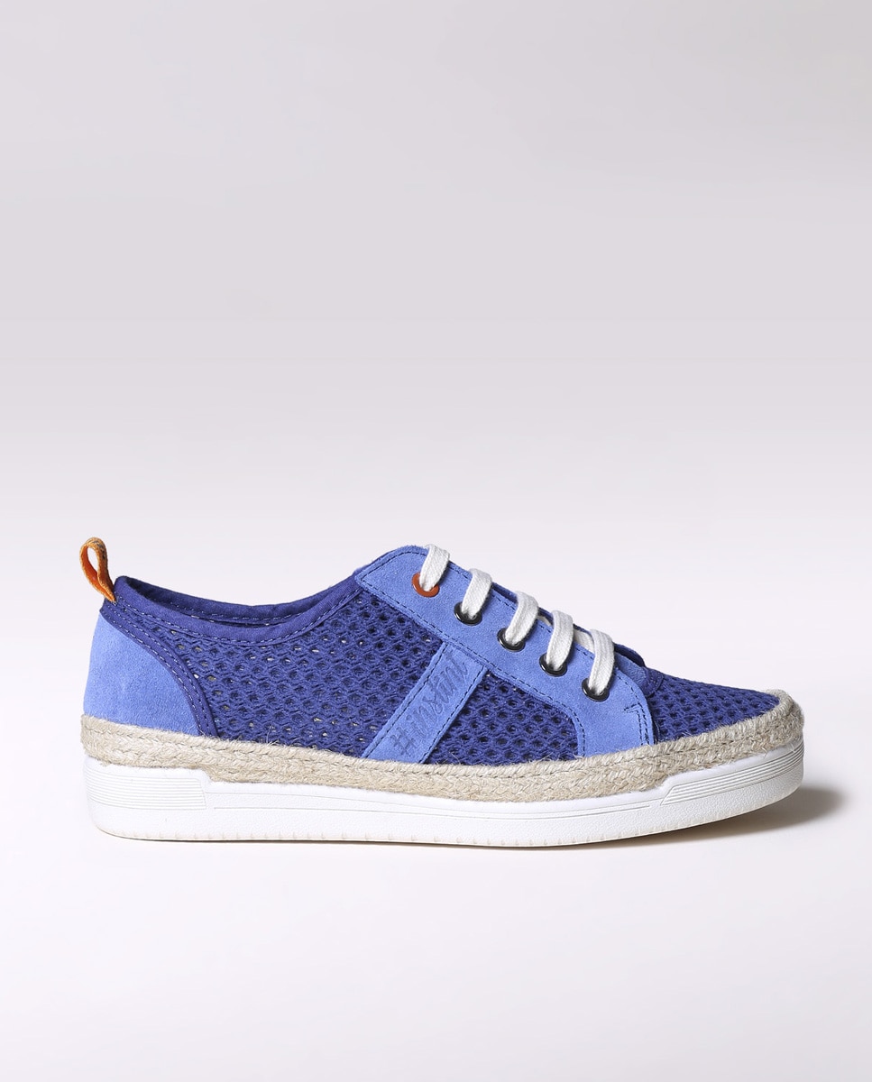 Zapatillas de lona de mujer con tejido de rejilla con cordones - Toni Pons - Azul Azul-1