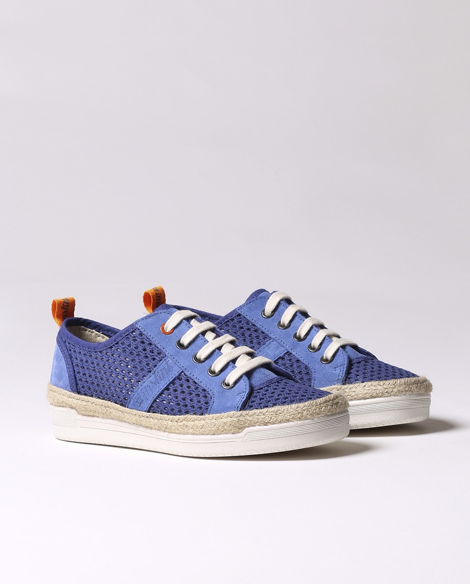 Zapatillas de lona de mujer con tejido de rejilla con cordones - Toni Pons - Azul Azul-2