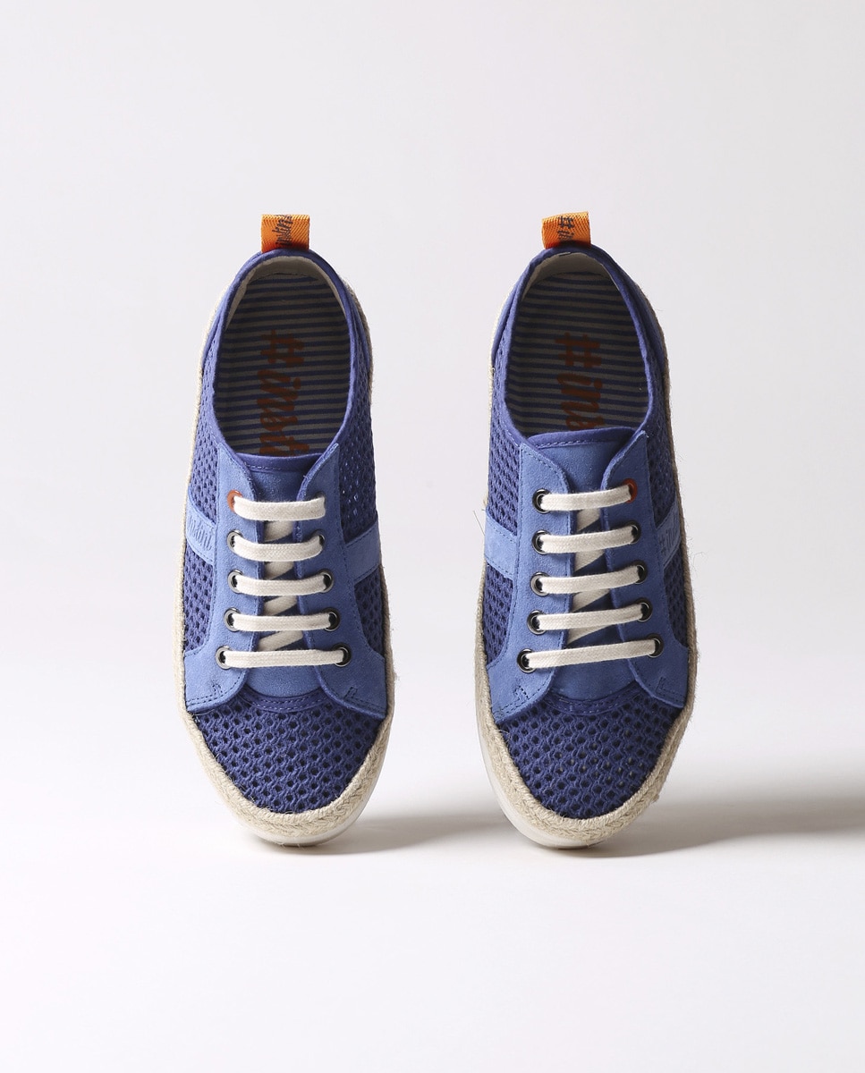 Zapatillas de lona de mujer con tejido de rejilla con cordones - Toni Pons - Azul Azul-3