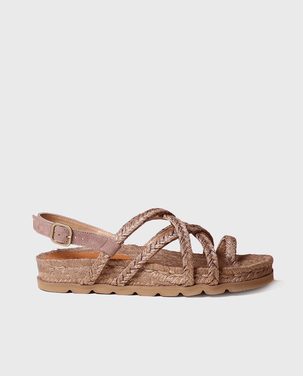 Sandalias planas de mujer de yute con hebilla - Toni Pons - Marrón Marrón-1