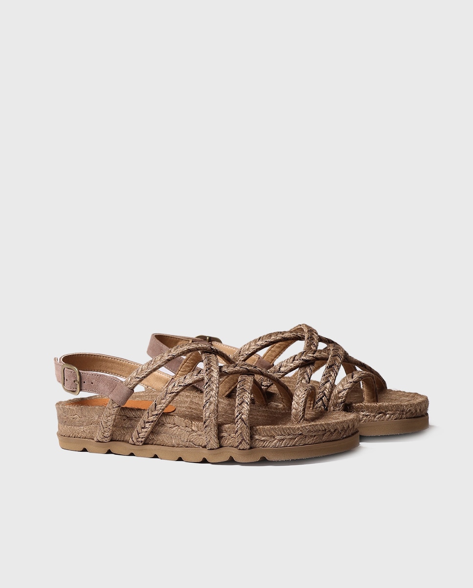 Sandalias planas de mujer de yute con hebilla - Toni Pons - Marrón Marrón-2