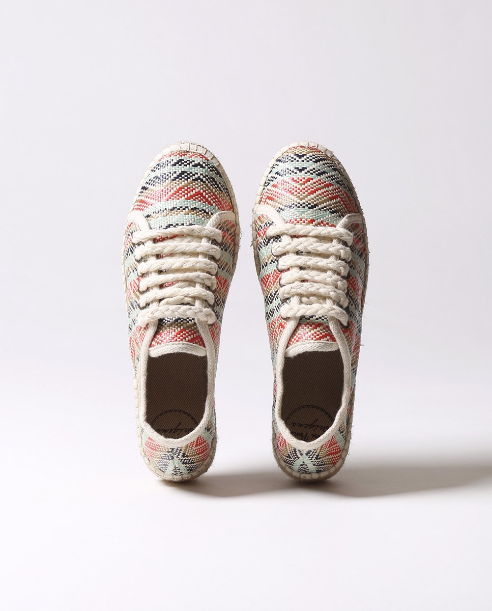 Alpargatas de plataforma de mujer de tejido estampado con cordones - Toni Pons - Multicolor Multicolor-3