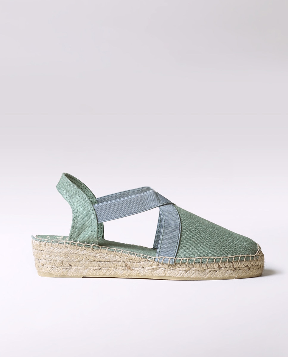 Alpargatas de cuña de mujer de tejido con elásticos - Toni Pons - Verde Verde-1
