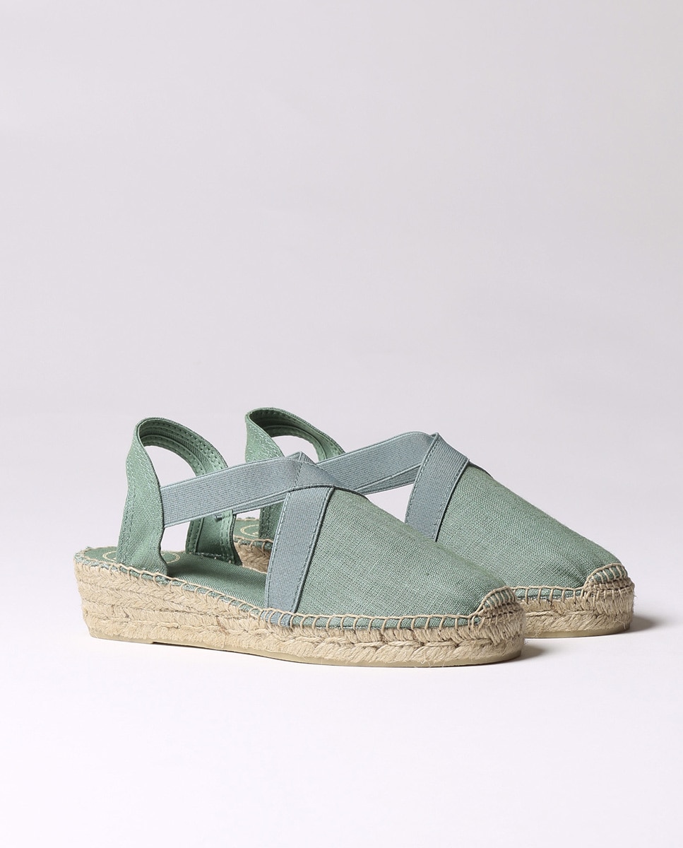 Alpargatas de cuña de mujer de tejido con elásticos - Toni Pons - Verde Verde-2