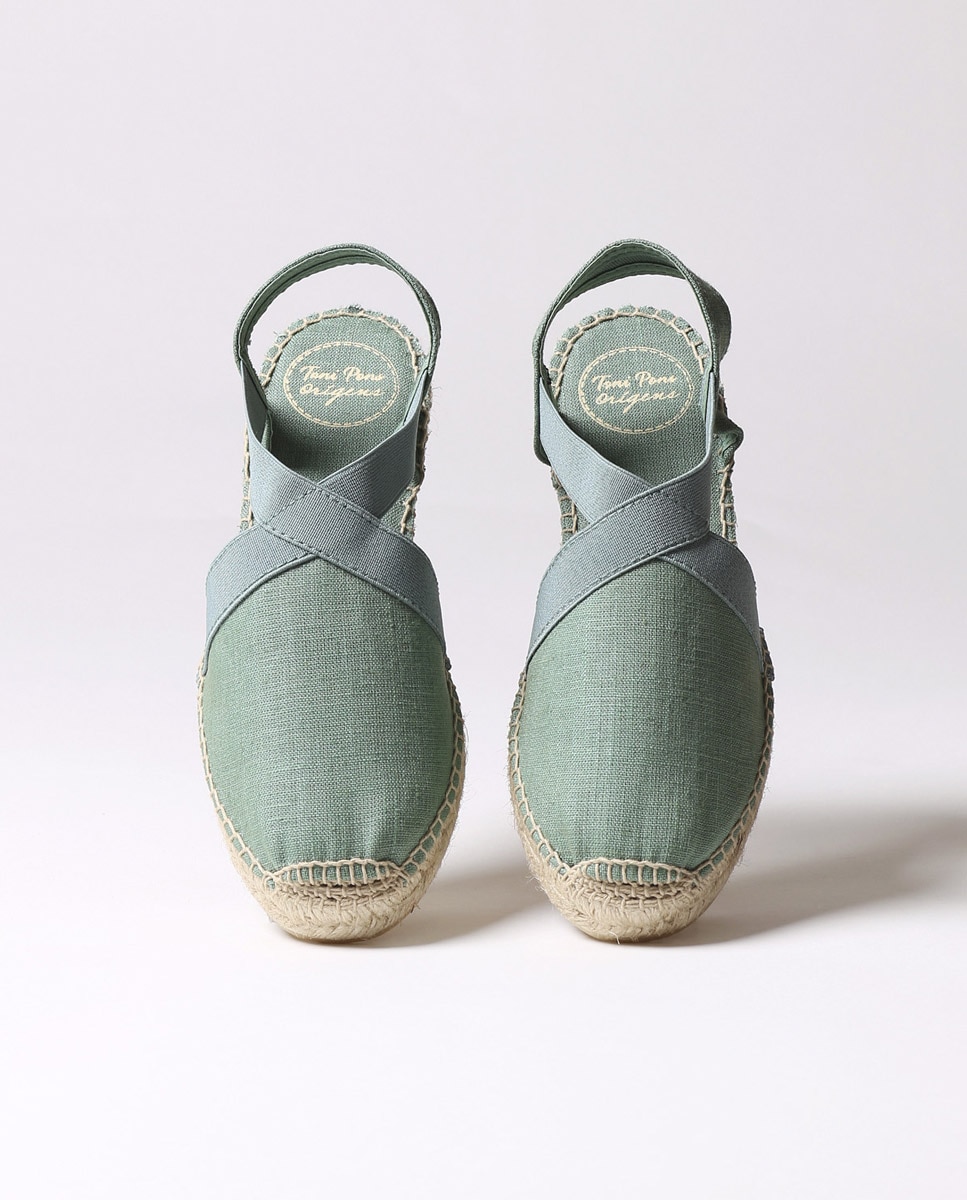 Alpargatas de cuña de mujer de tejido con elásticos - Toni Pons - Verde Verde-3