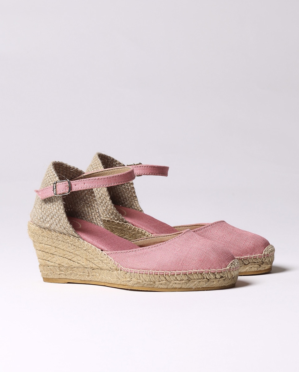 Alpargatas de cuña de mujer de tejido con hebilla - Toni Pons - Rosa Rosa-3