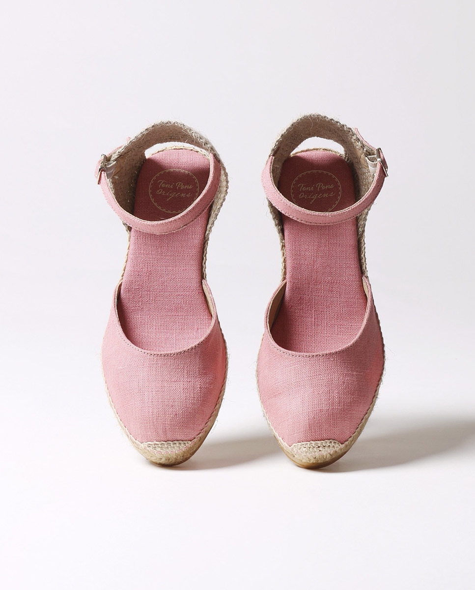 Alpargatas de cuña de mujer de tejido con hebilla - Toni Pons - Rosa Rosa-4