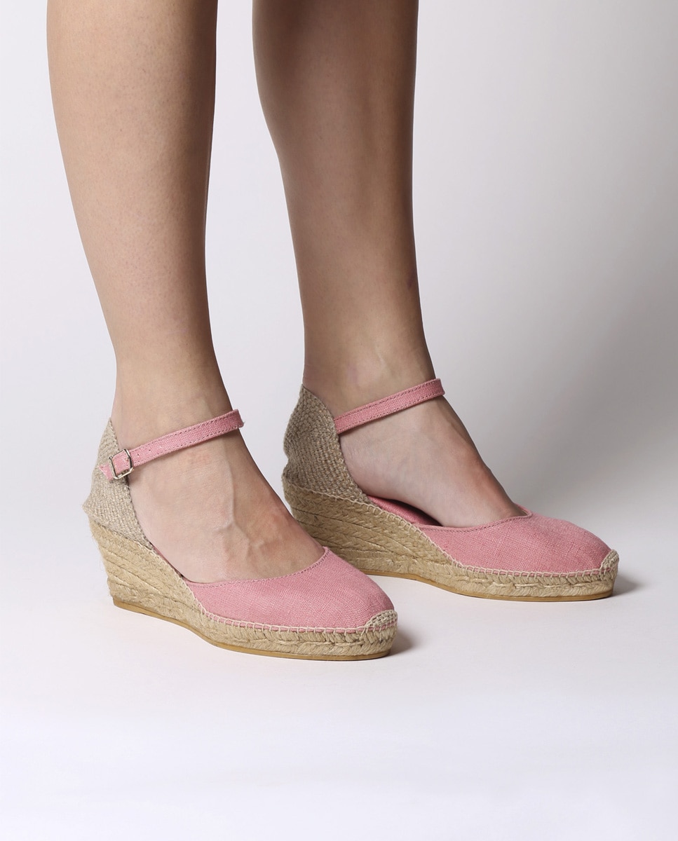 Alpargatas de cuña de mujer de tejido con hebilla - Toni Pons - Rosa Rosa-2