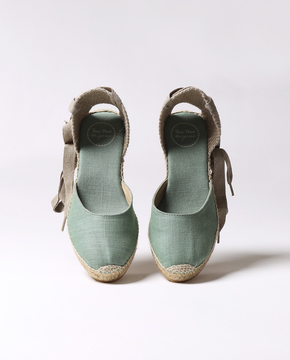 Alpargatas de cuña de mujer de tejido con cintas - Toni Pons - Verde Verde-3