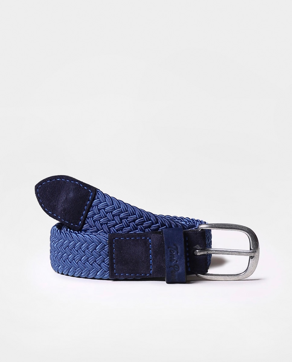 Cinturón de mujer de trenza elástica y ante - Toni Pons - Azul Azul-1