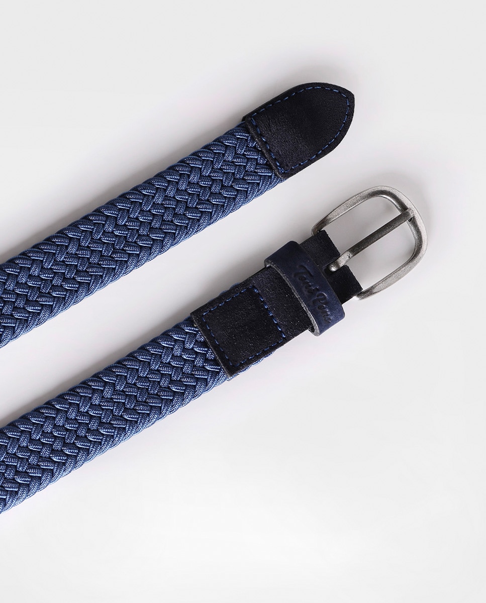 Cinturón de mujer de trenza elástica y ante - Toni Pons - Azul Azul-2