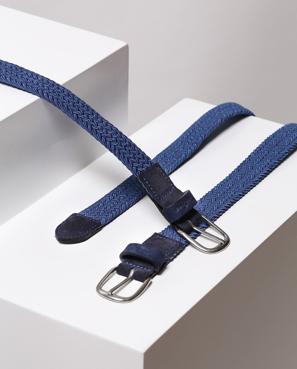 Cinturón de mujer de trenza elástica y ante - Toni Pons - Azul Azul-3