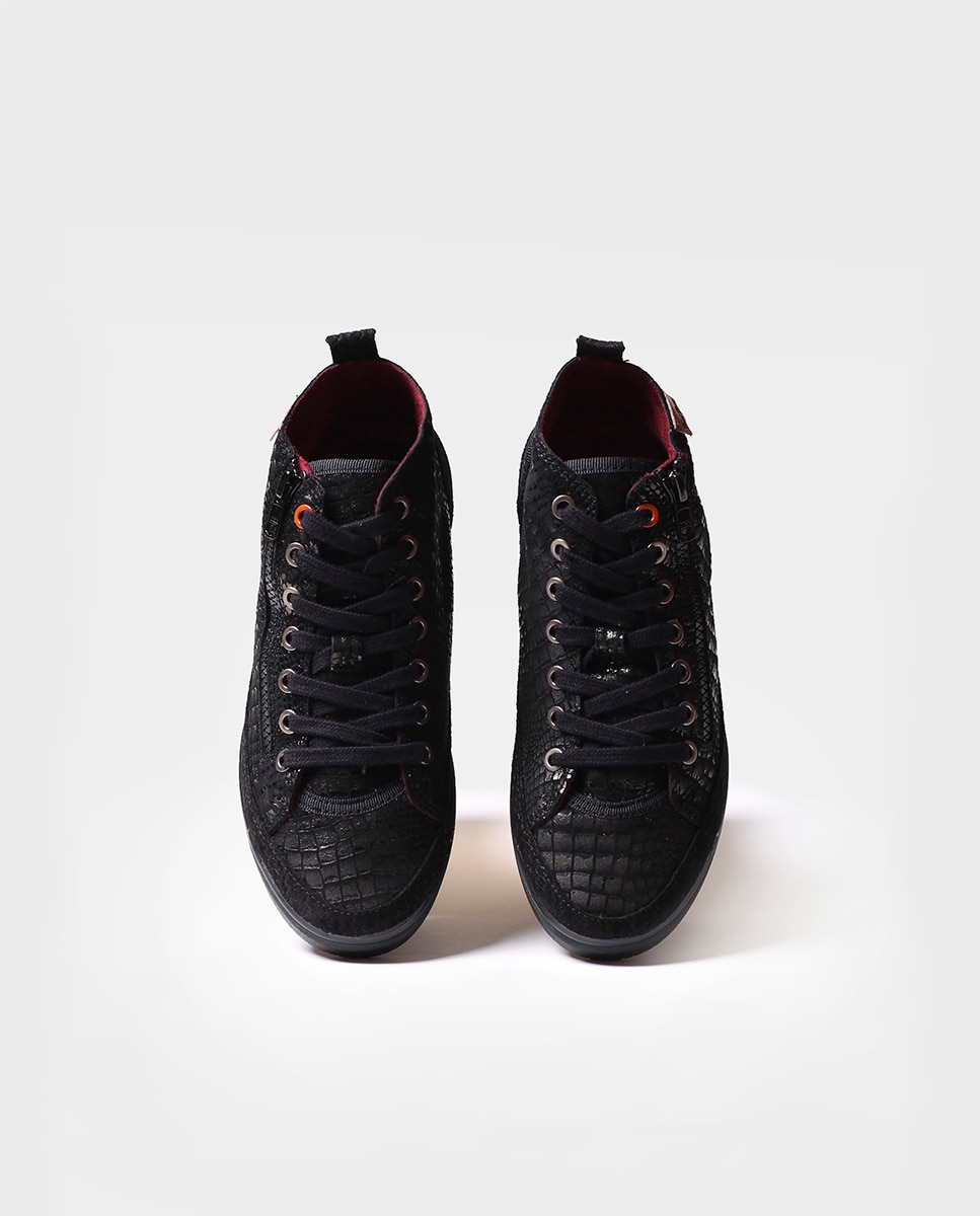 Zapatillas de piel de mujer con cordones - Toni Pons - Negro Negro-4