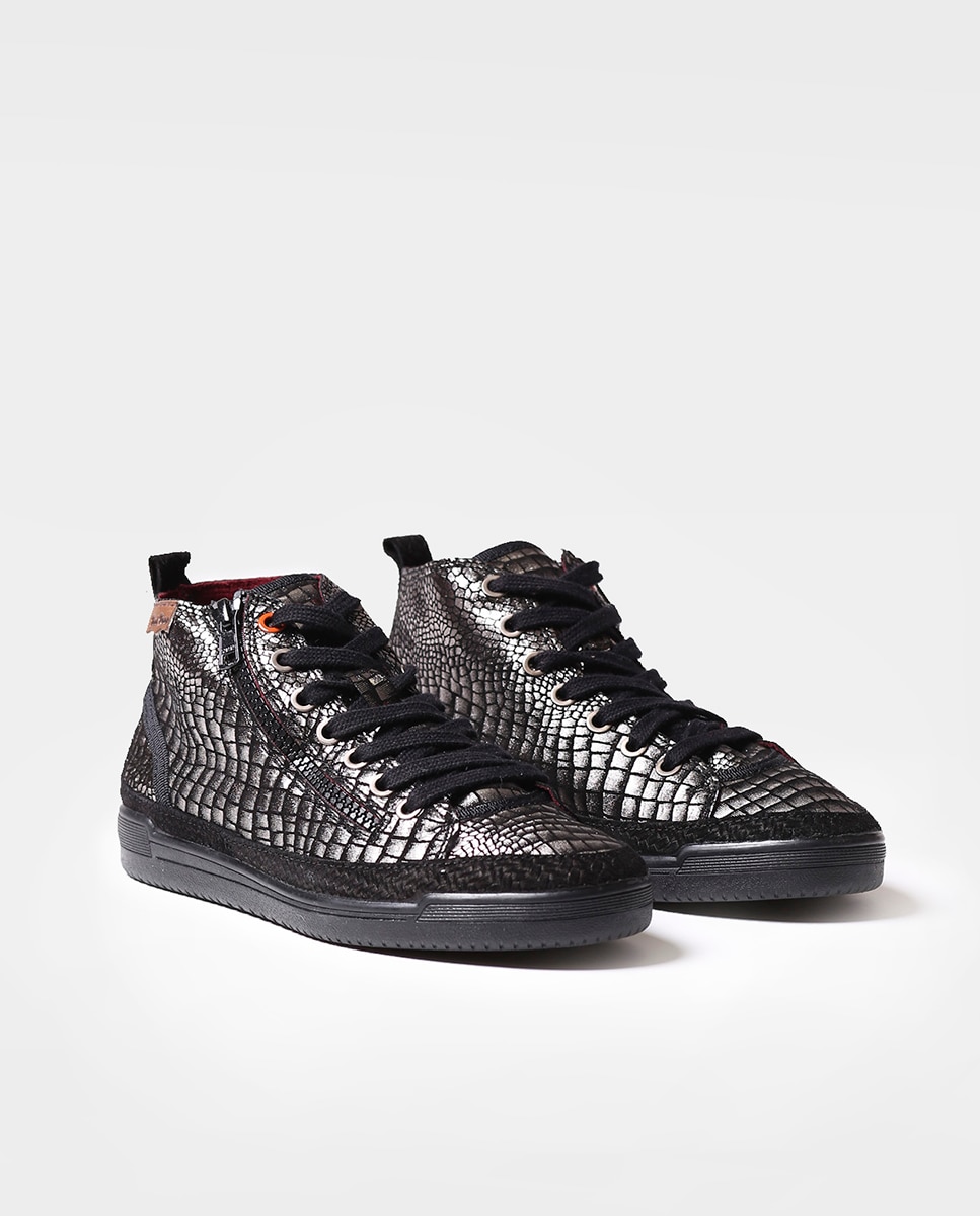 Zapatillas de piel de mujer con cordones - Toni Pons - Gris Gris-2