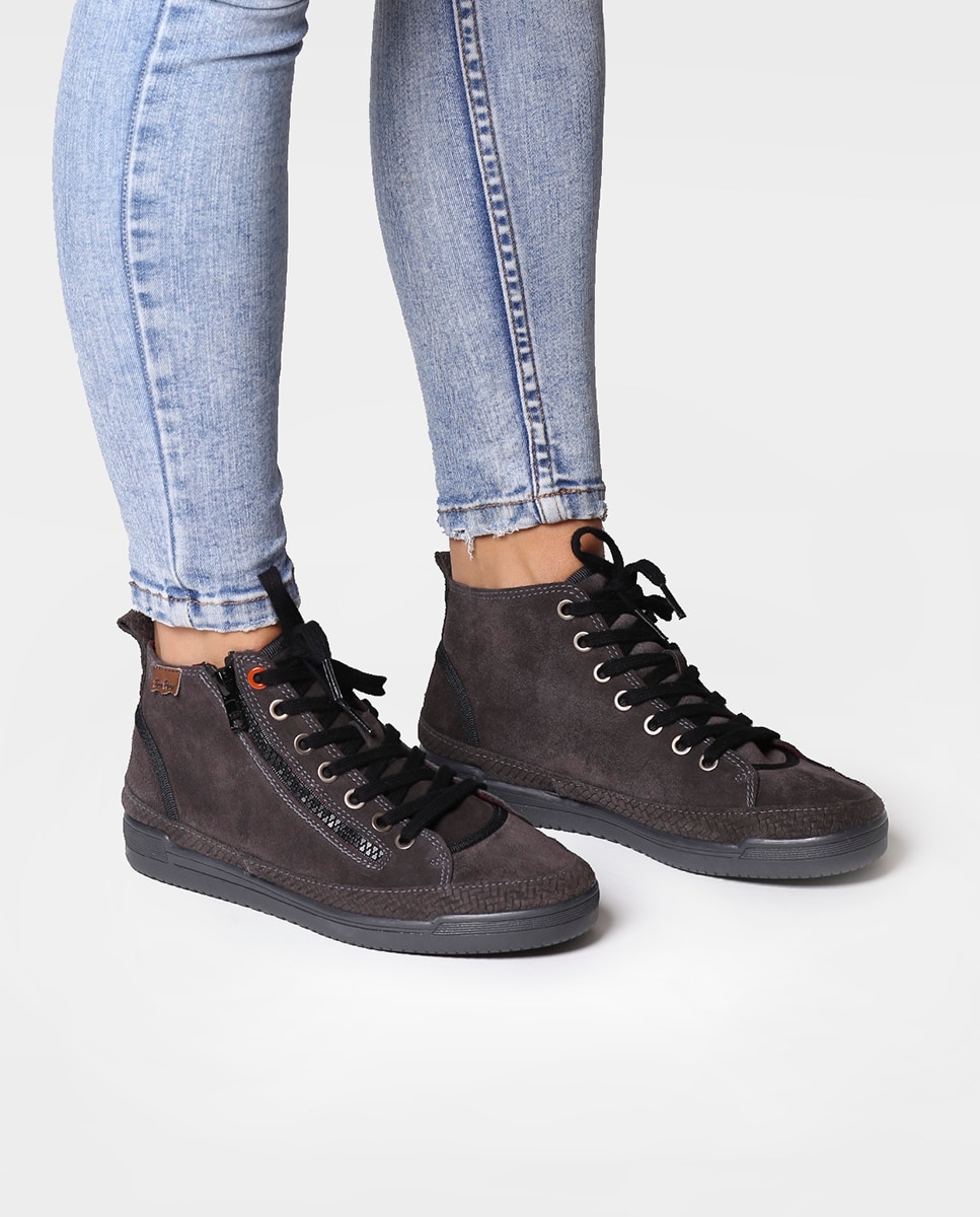 Zapatillas de serraje de mujer con cordones - Toni Pons - Gris Gris-2