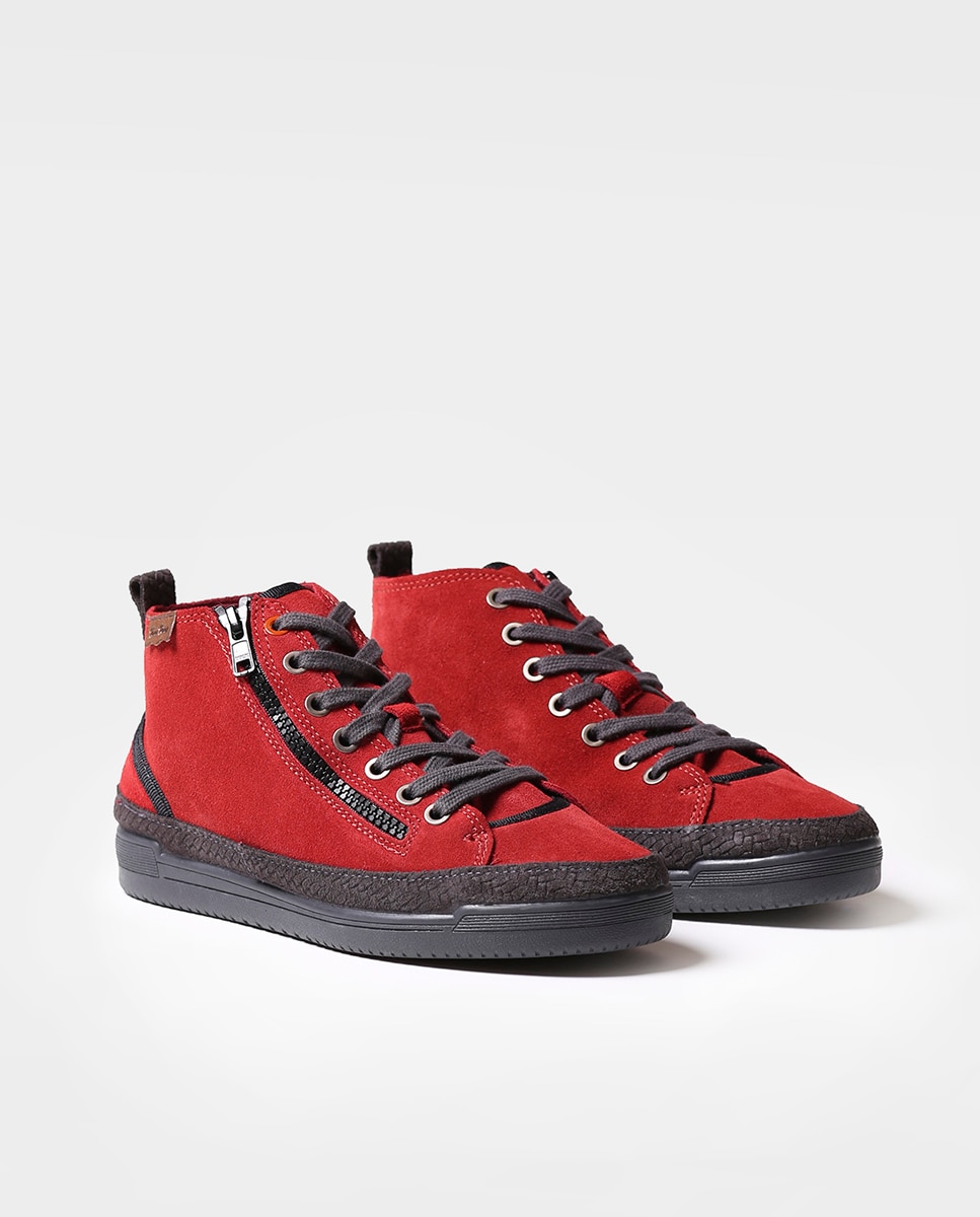 Zapatillas de serraje de mujer con cordones - Toni Pons - Rojo / Negro Rojo / Negro-3