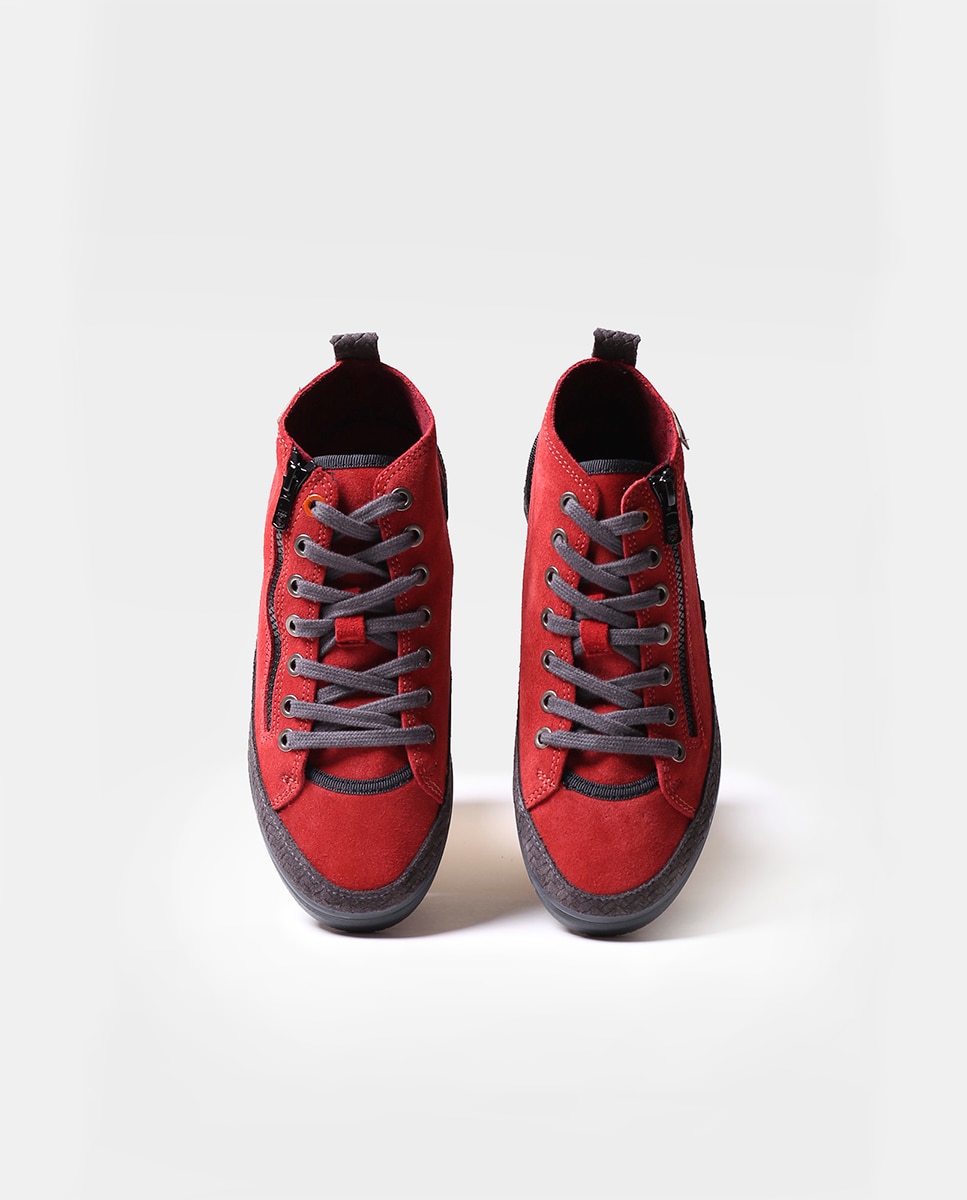 Zapatillas de serraje de mujer con cordones - Toni Pons - Rojo / Negro Rojo / Negro-4
