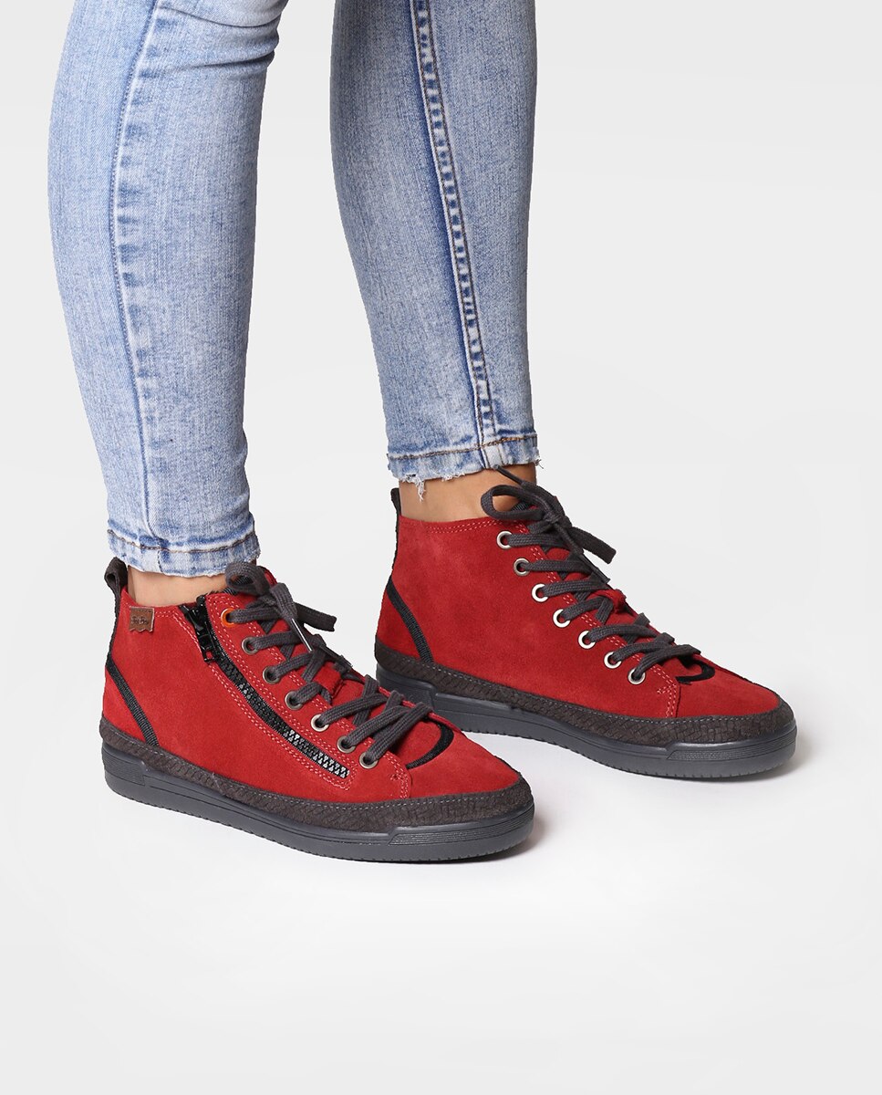 Zapatillas de serraje de mujer con cordones - Toni Pons - Rojo / Negro Rojo / Negro-2