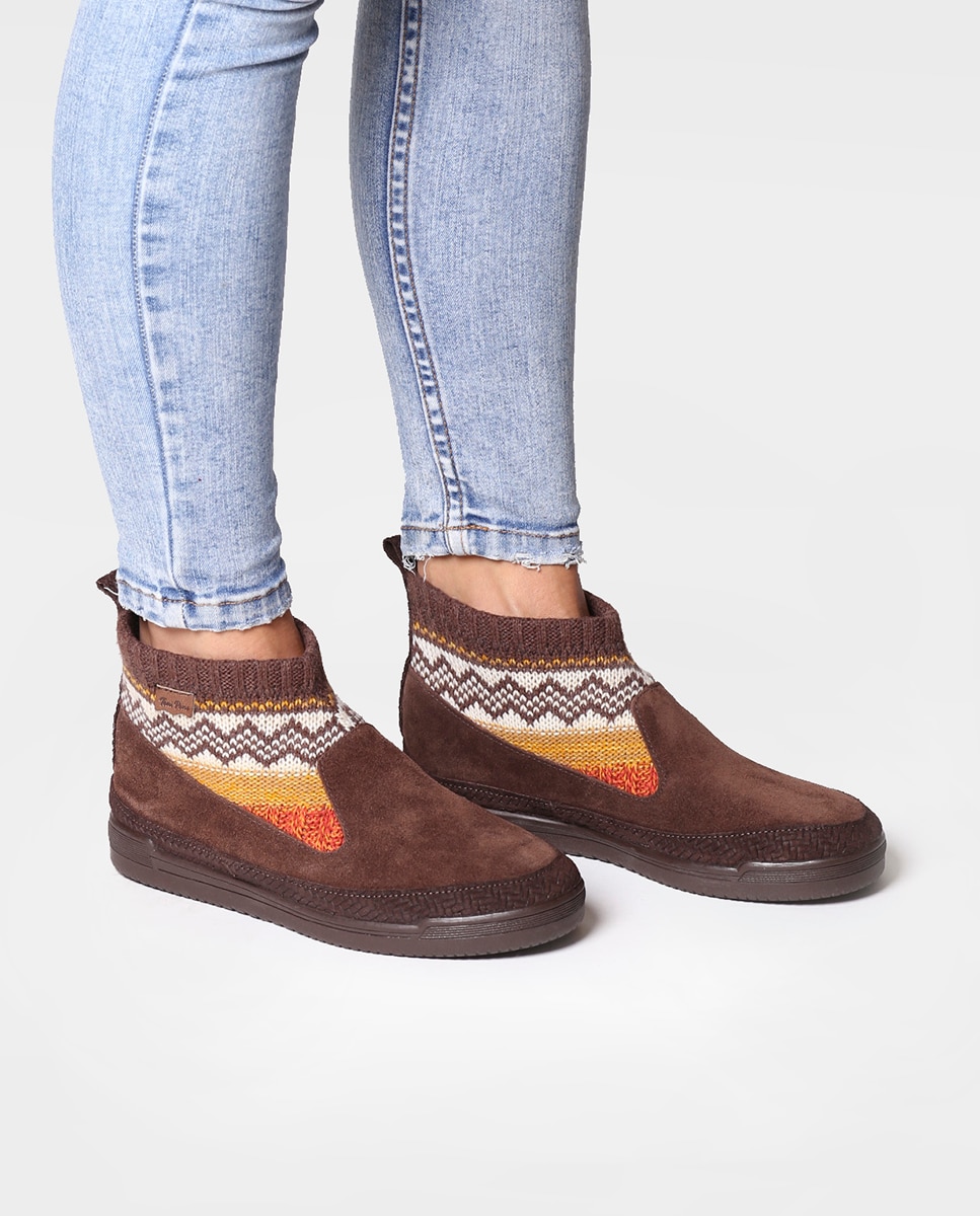 Zapatillas de serraje de mujer con cordones - Toni Pons - Marrón Marrón-4