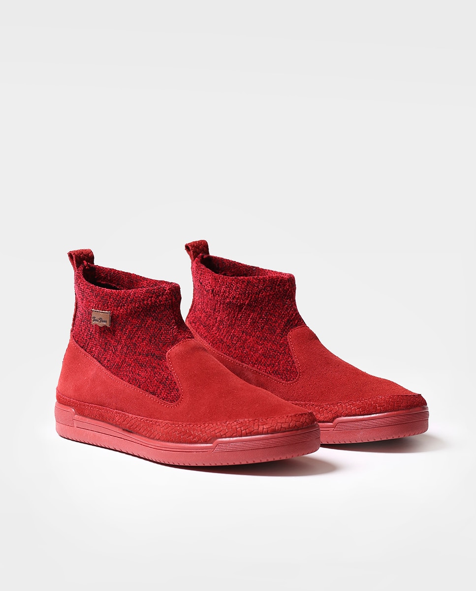 Zapatillas de serraje de mujer con cordones - Toni Pons - Rojo Rojo-2