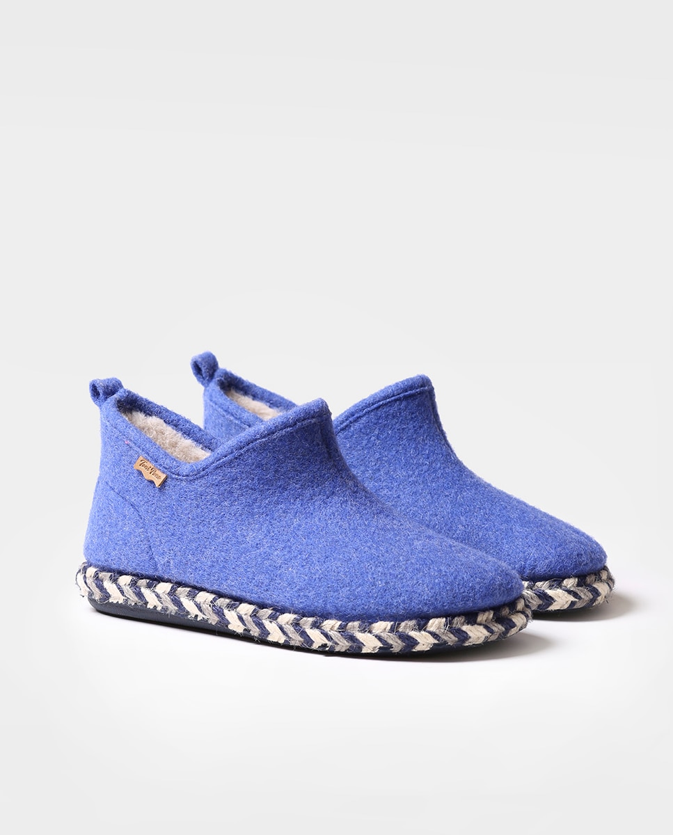 Zapatillas de casa cerradas de mujer de fieltro en tonos lisos - Toni Pons - Azul Azul-2