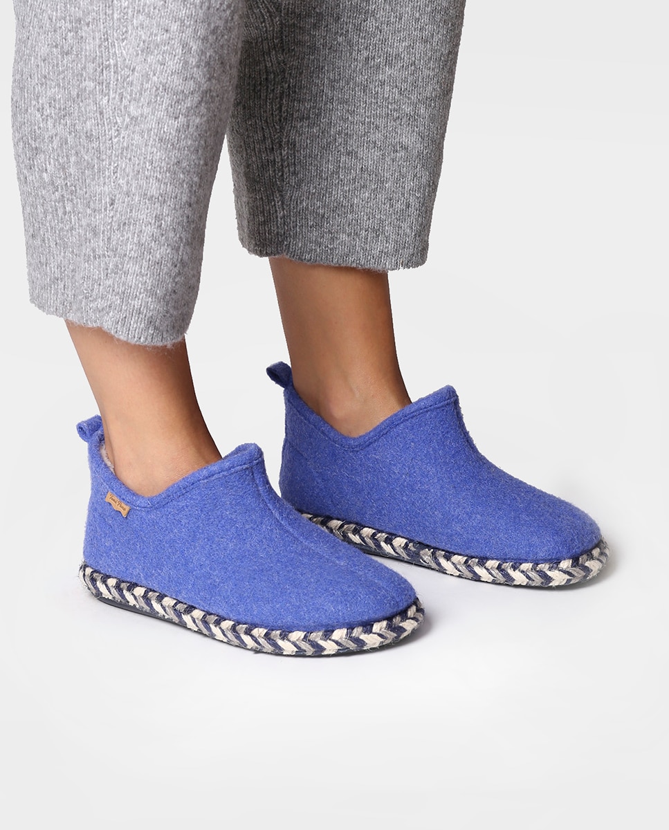 Zapatillas de casa cerradas de mujer de fieltro en tonos lisos - Toni Pons - Azul Azul-4