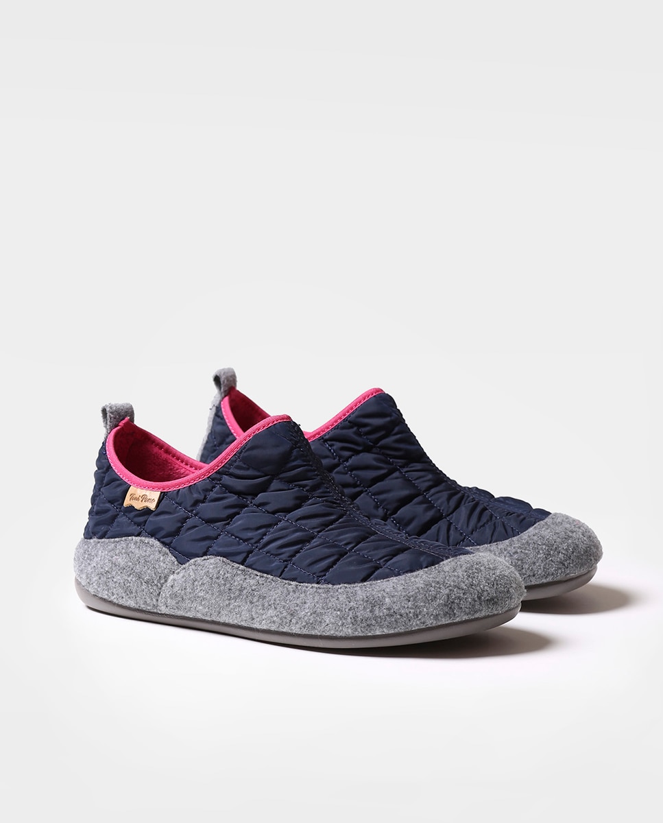 Zapatillas de casa cerradas de mujer de tejido acolchado - Toni Pons - Azul / Gris Azul / Gris-3