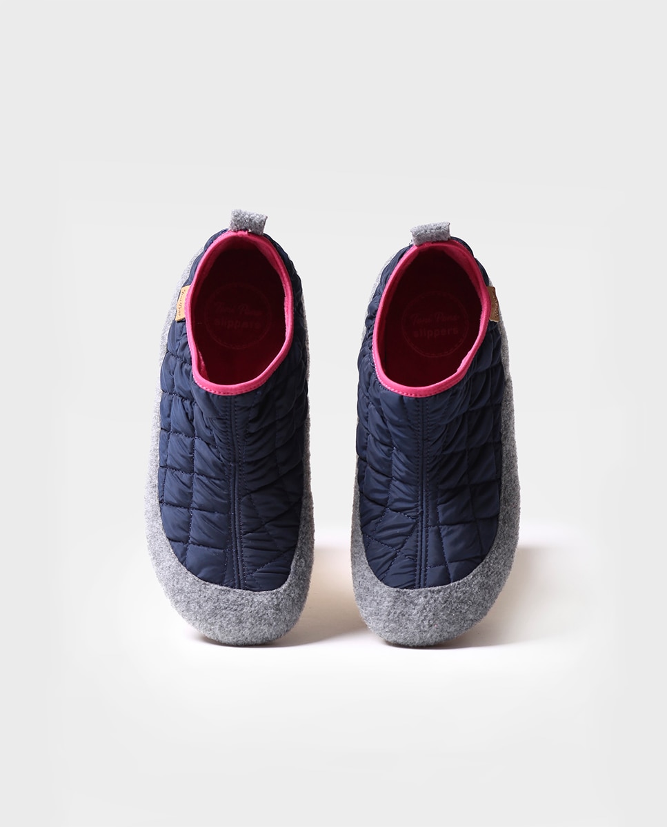 Zapatillas de casa cerradas de mujer de tejido acolchado - Toni Pons - Azul / Gris Azul / Gris-4