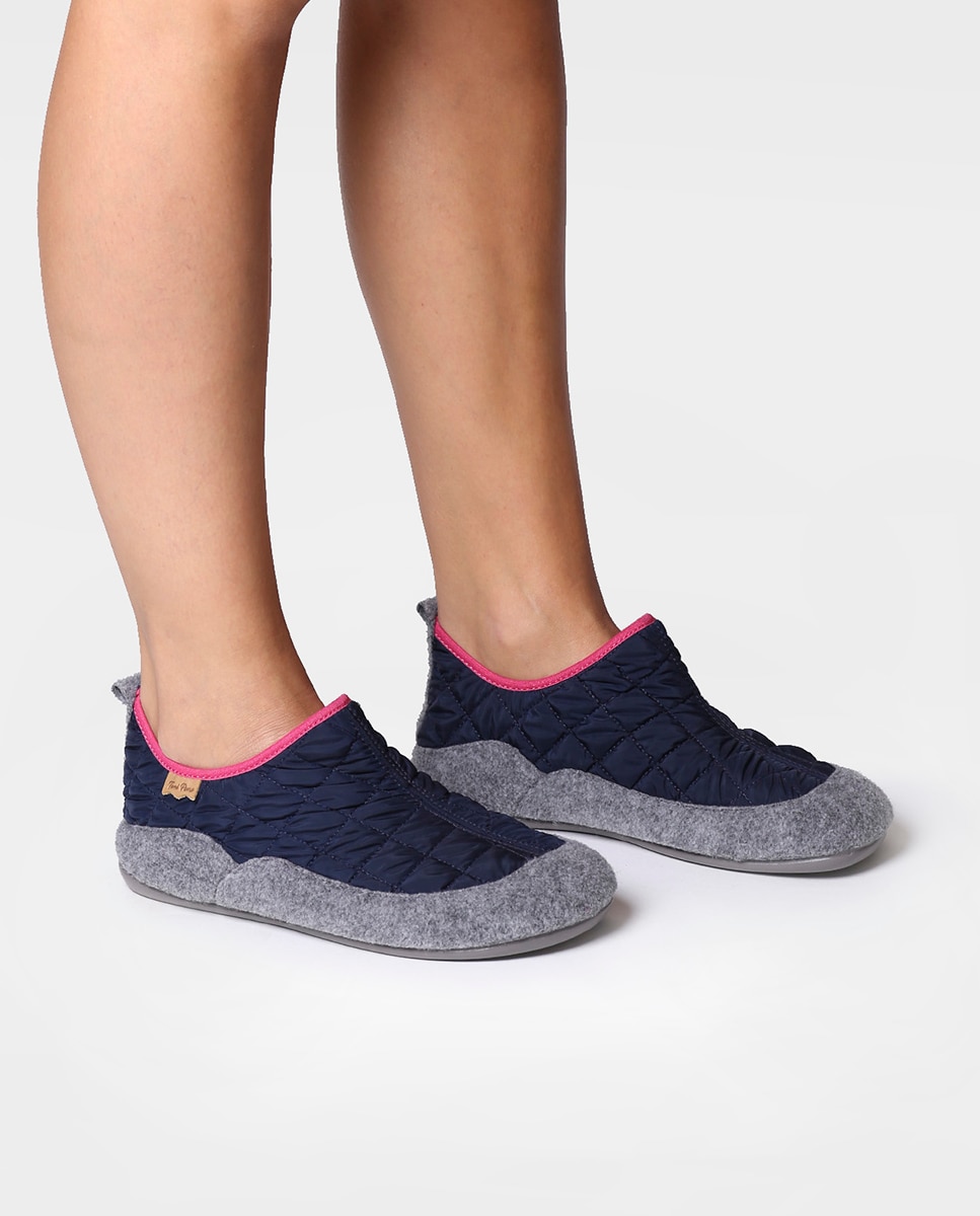 Zapatillas de casa cerradas de mujer de tejido acolchado - Toni Pons - Azul / Gris Azul / Gris-2