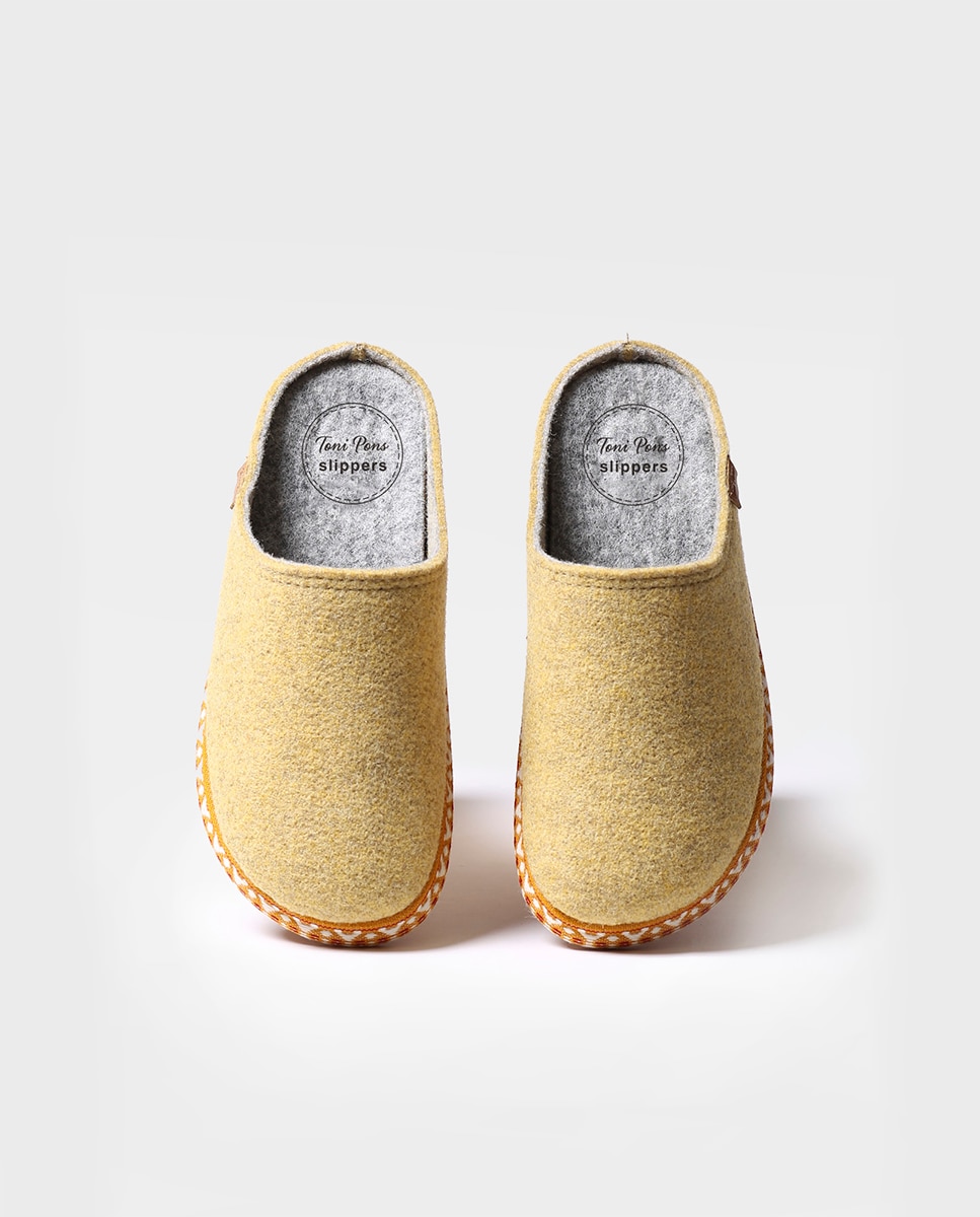 Zapatillas de casa cerradas de mujer de fieltro en tonos lisos - Toni Pons - Amarillo Amarillo-4