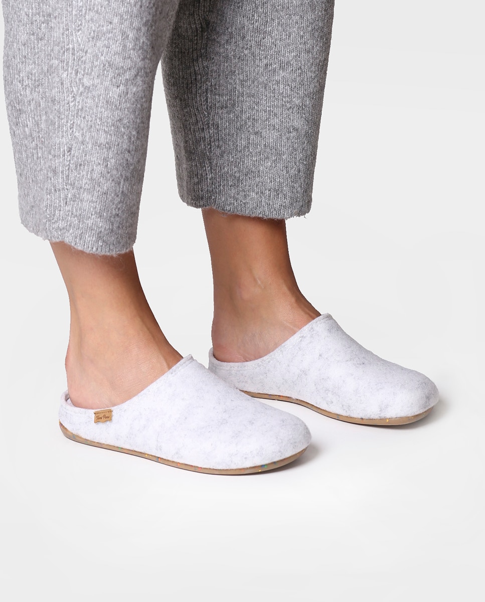 Zapatillas de casa cerradas de mujer de fieltro reciclado - Toni Pons - Blanco Blanco-3