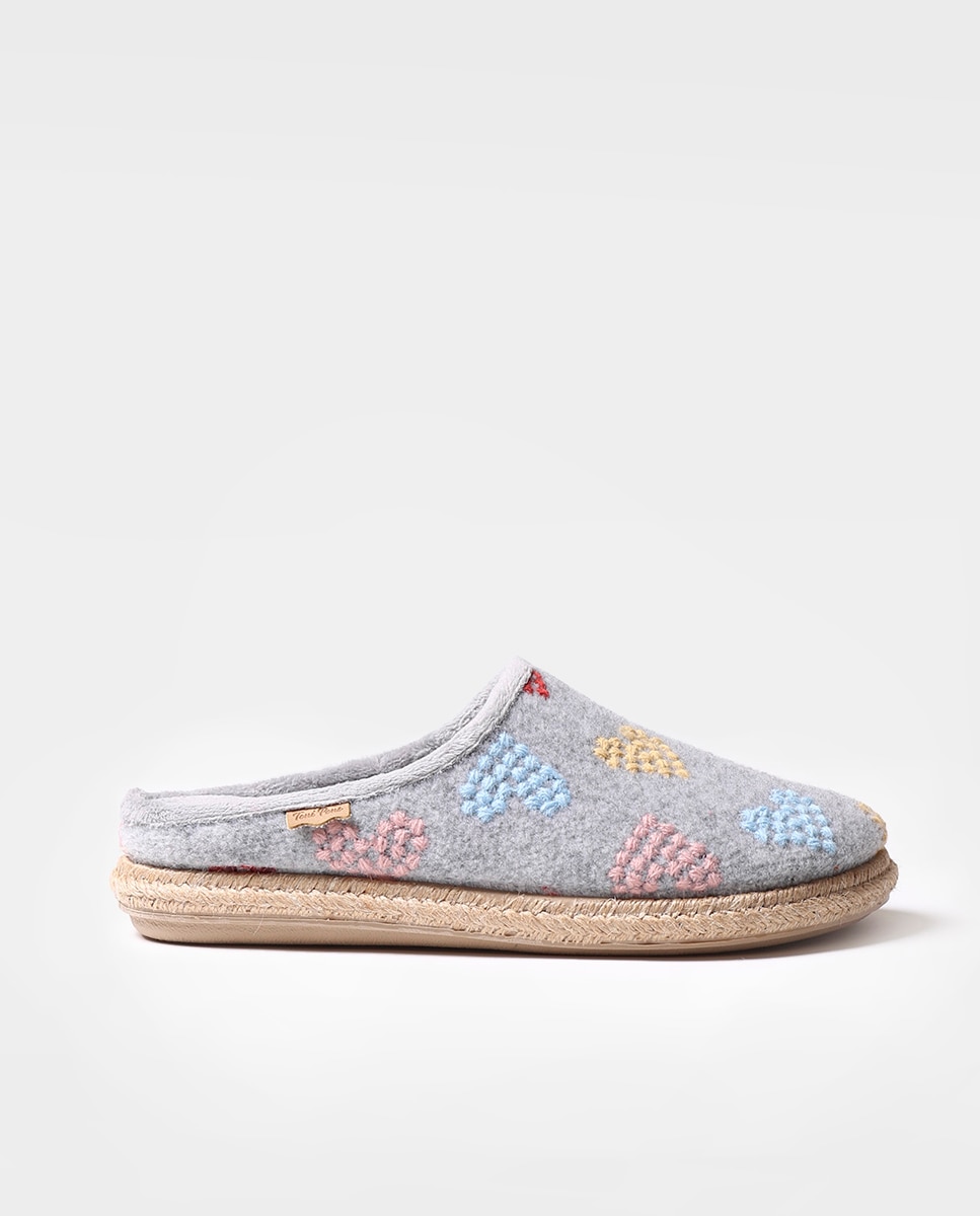 Zapatillas de casa cerradas de mujer de fieltro con bordados - Toni Pons - Gris Gris-1