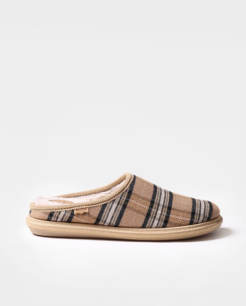 Zapatillas de casa de hombre de tejido a cuadros - Toni Pons - Beige Beige-1