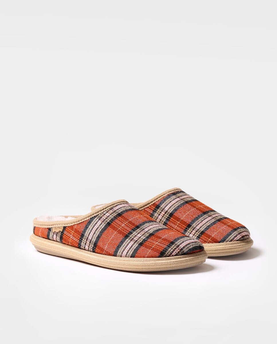 Zapatillas de casa de hombre de tejido a cuadros - Toni Pons - Marrón Marrón-4